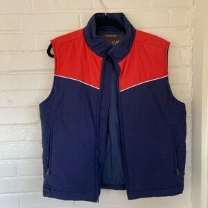 Navy & Orange Puffer Vest Zip Up